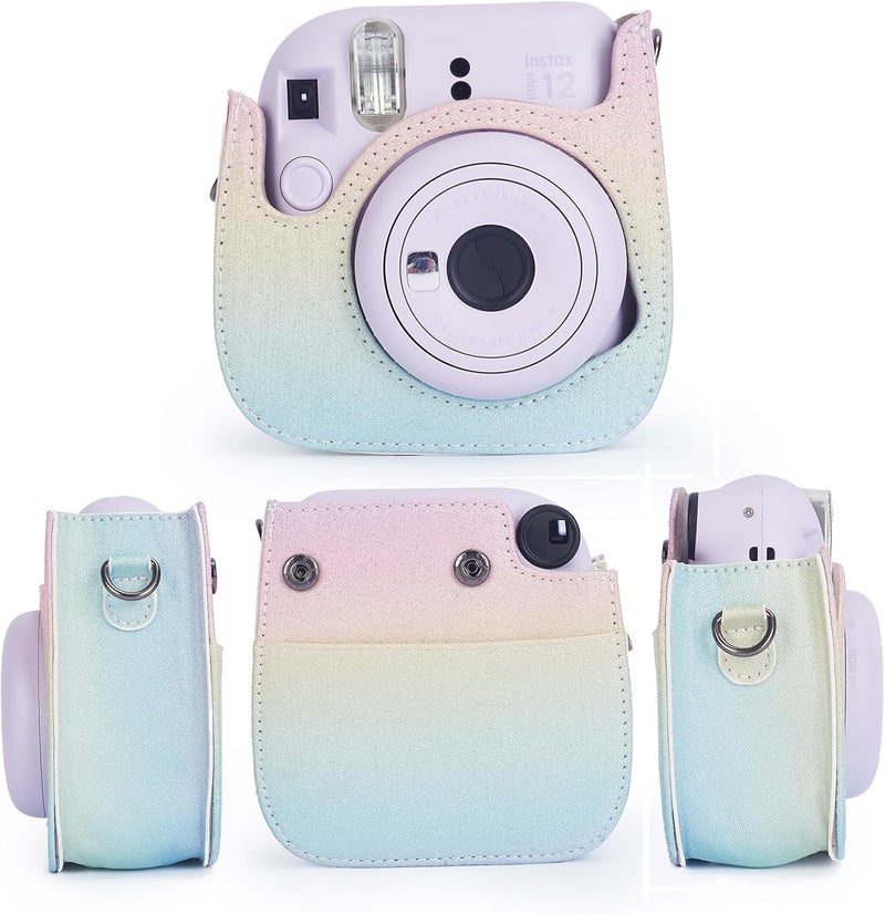 Phetium Instant mini 12 Camera Protective Case Compatible with Instax Mini 12 11,PU Leather Bag with Pocket and Adjustable Shoulder Strap (Shining Rainbow) - Image 2